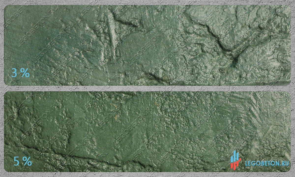 обьемная окраска серого бетона зеленым пигментом ОХП-1