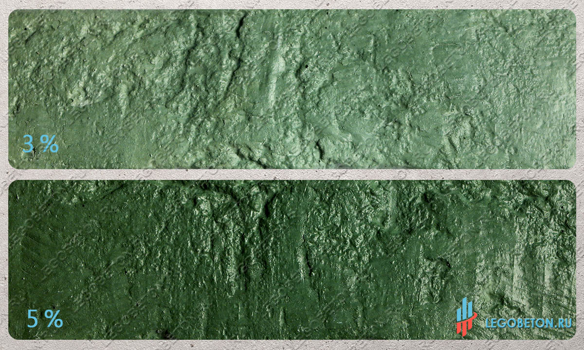 обьемная окраска белого бетона зеленым пигментом ОХП-1