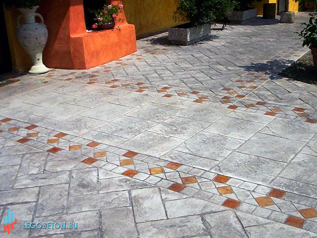Штампованный бетон бордюр венецианский алмаз-03